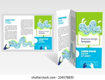 Brochure, booklet z-fold layout. Editable design template