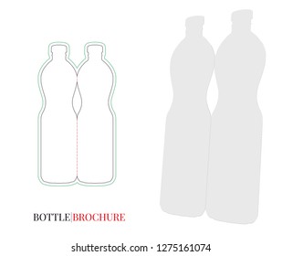 Brochure Bottle Shape,  Flyer Bottle Shape Illustration. Vector with die cut layers. White, clear, blank, isolated Flyer Bottle shape mock up on white background with perspective view.