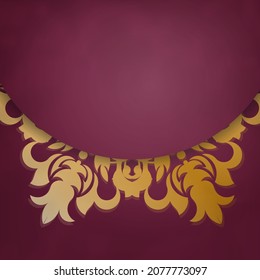 Brochure burgundy with greek gold pattern for your design.