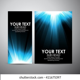 Brochure business design Abstract blue digital background with a burst, lens flare. 