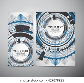 Brochure business design Abstract blue digital technology background. Abstract technology communication concept. Various technology elements.