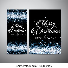 Brochure business design Abstract blue Merry Christmas and Happy New Year on sparkle glittering background, vector illustration.