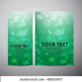 Brochure business design Abstract green bokeh background. 