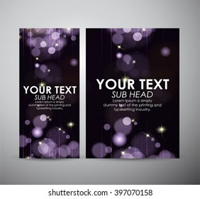 Brochure business design Abstract purple bokeh background. 