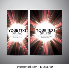Brochure business design Abstract red digital background with a burst, lens flare. 