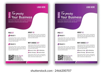 Brochure Business flyer design, with Gradient color, cover modern layout, annual report, poster, marketing, business proposal, promotion, advertise flyer in A4 size