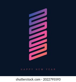 Brochure or calendar design template. Happy New Year 2022. Postmodern Modern Cover of business diary with wishes and inscription 20 22, looks like hieroglyph. Vector background.