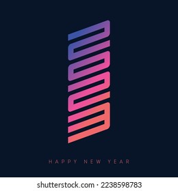 Brochure or calendar design template. Happy New Year 2023. Postmodern Modern Cover of business diary with wishes and inscription 20 23, looks like hieroglyph. Vector.