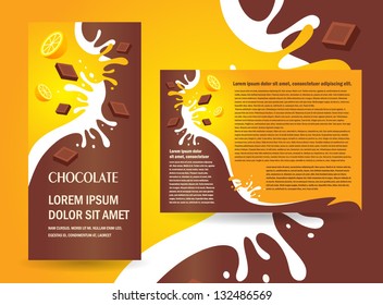 brochure chocolate fruits orange splash element design