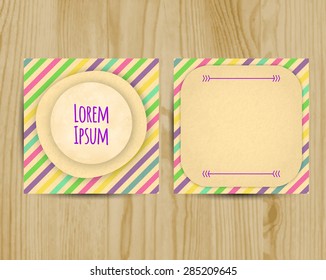 brochure with colored diagonal lines on kraft paper