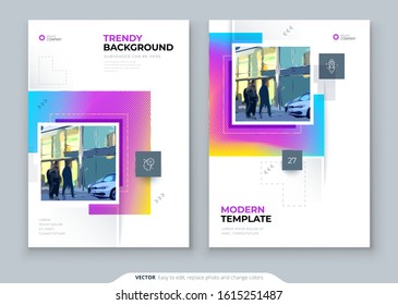 Brochure Cover Background Design. Corporate Template Layout for Business Annual Report, Catalog, Magazine or Flyer Mockup. Creative Modern Bright Concept with Square Rhombus Shapes. Vector Background.