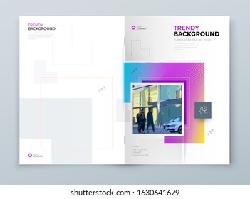 Brochure Cover Background Design. Corporate Template Layout for Business Annual Report, Catalog, Magazine or Flyer Mockup. Concept with Square Rhombus Shapes. Vector Background. Set - GB075