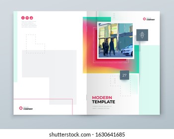 Brochure Cover Background Design. Corporate Template Layout for Business Annual Report, Catalog, Magazine or Flyer Mockup. Modern Concept with Square Rhombus Shapes. Vector Background. Set - GB075