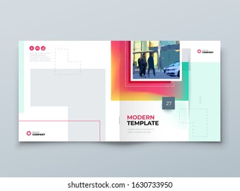 Brochure Cover Background Design. Corporate Template Layout for Business Annual Report, Catalog, Magazine or Flyer Mockup. Modern Concept with Square Rhombus Shapes. Vector Background. Set - GB075