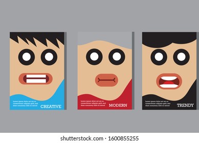 Brochure cover with background design / Vector poster design with cute character styles