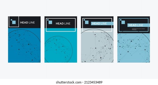 Brochure cover with connected dots and lines. Minimal modern polygonal design background. Future geometry page design. Abstract technology template