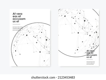 Brochure cover with connection creative digital effect. Vector cover design for annual report and magazine and flyer in A4 with circle connected dots and lines