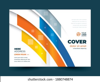 Brochure Cover Curves Stripes Lines Theme Design Template