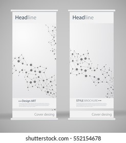 Brochure cover design. Abstract roll up. Modern poster magazine layout template. Fancy vector front page. Brochure template design. DNA. Beautiful structure of the spiral molecule. Science concept