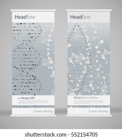 Brochure cover design. Abstract roll up. Modern poster magazine layout template. Fancy vector front page. Brochure template design. DNA. Beautiful structure of the spiral molecule. Science concept