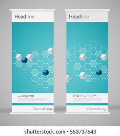 Brochure cover design. Abstract roll up. Modern poster magazine layout template. Fancy vector front page. Brochure template design. DNA. Beautiful structure of the spiral molecule. Science concept