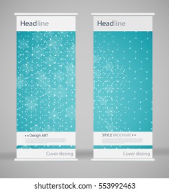 Brochure cover design. Abstract roll up. Modern poster magazine layout template. Fancy vector front page. Brochure template design. DNA. Beautiful structure of the spiral molecule. Science concept