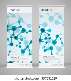 Brochure cover design. Abstract roll up. Modern poster magazine layout template. Fancy vector front page. Brochure template design. DNA. Beautiful structure of the spiral molecule. Science concept