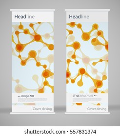Brochure cover design. Abstract roll up. Modern poster magazine layout template. Fancy vector front page. Brochure template design. DNA. Beautiful structure of the spiral molecule. Science concept