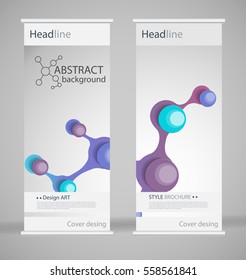 Brochure cover design. Abstract roll up. Modern poster magazine layout template. Fancy vector front page. Brochure template design. DNA. Beautiful structure of the spiral molecule. Science concept