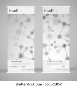 Brochure cover design. Abstract roll up. Modern poster magazine layout template. Fancy vector front page. Brochure template design. DNA. Beautiful structure of the spiral molecule. Science concept