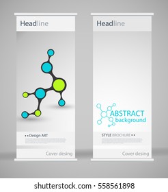 Brochure cover design. Abstract roll up. Modern poster magazine layout template. Fancy vector front page. Brochure template design. DNA. Beautiful structure of the spiral molecule. Science concept