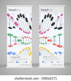 Brochure cover design. Abstract roll up. Modern poster magazine layout template. Fancy vector front page. Brochure template design. DNA. Beautiful structure of the spiral molecule. Science concept