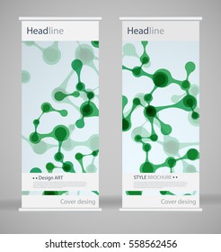 Brochure cover design. Abstract roll up. Modern poster magazine layout template. Fancy vector front page. Brochure template design. DNA. Beautiful structure of the spiral molecule. Science concept
