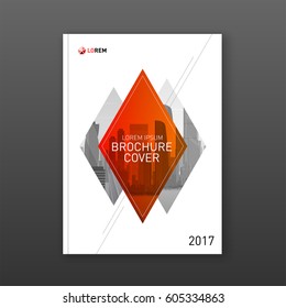 Brochure cover design layout for business and construction. Abstract geometry with colored cityscape vector illustration in shape. Good for annual report, magazine, flyer, leaflet, poster.