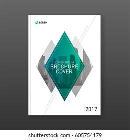 Brochure cover design layout for business and construction. Abstract geometry with colored cityscape vector illustration in shape. Good for annual report, magazine, flyer, leaflet, poster.