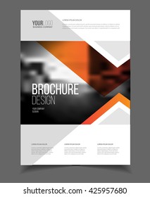 Brochure cover design layout with graphic elements and place for photo background, vector template in A4 size