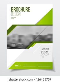 Brochure cover design layout with graphic elements and place for photo background, vector template in A4 size