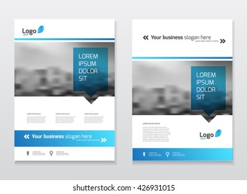 Brochure cover design layout with graphic elements and place for photo background, vector template in A4 size
