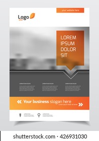 Brochure cover design layout with graphic elements and place for photo background, vector template in A4 size