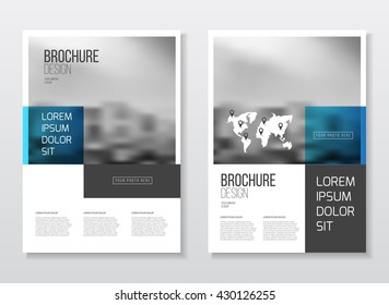 Brochure cover design layout with graphic elements and place for photo background, vector template in A4 size