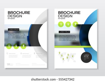 Brochure cover design layout with graphic elements and place for photo background, vector template in A4 size