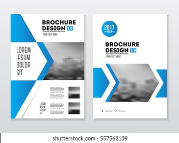 Brochure cover design layout with graphic elements and place for photo background, vector template in A4 size