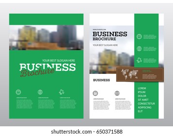 Brochure cover design layout with graphic elements and place for photo background, vector template in A4 size