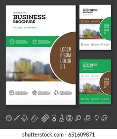 Brochure cover design layout with graphic elements and place for photo background, vector template in A4 size