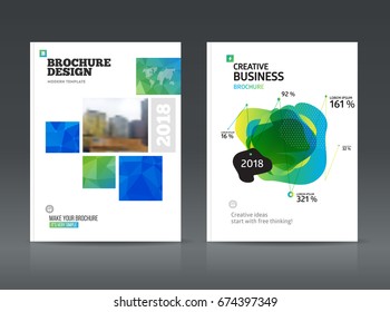 Brochure cover design layout with graphic elements and place for photo background, vector template in A4 size