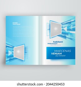 Brochure Cover design template Action lines blue color, blocks for images