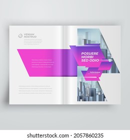 Brochure Cover design template Action style violet color, blocks for images. Simply dummy text.