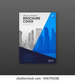 Plano de diseño de portada de folleto para la empresa de construcción o de inversión. Geometría minimalista abstracta con ilustración vectorial de paisajes urbanos en segundo plano. Es bueno para informes anuales, revistas o catálogos.