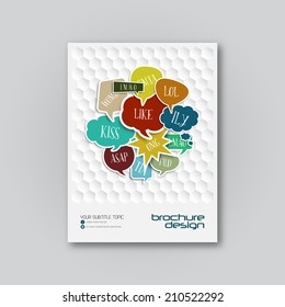 Brochure cover design template with hexagon pattern. Vector design.