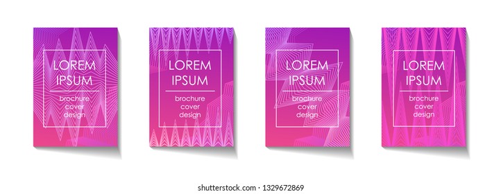 Brochure cover design template set, A4 standard size format, colorful gradient background